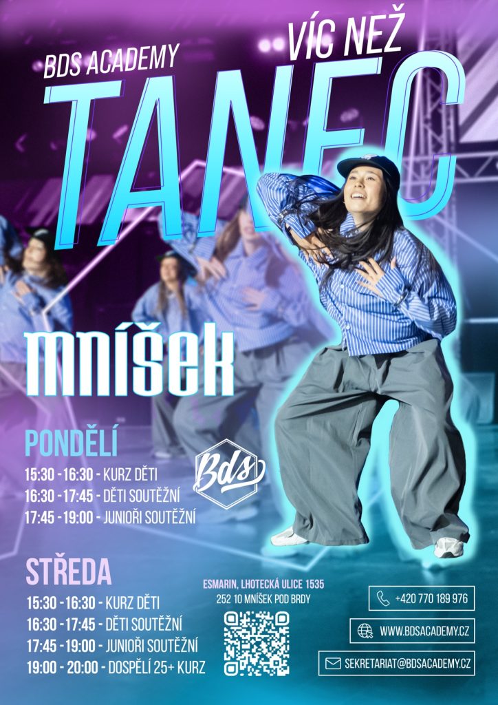 BDS Academy Mníšek pod Brdy – street dance kurzy pro děti, juniory a dospělé, rozvrh hodin
